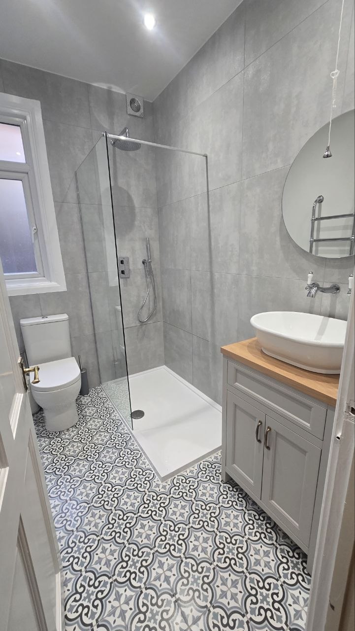 Bathroom renovation with walk-in shower
